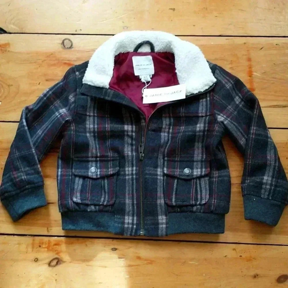 🌟 NWT Janie and Jack plaid sherpa collar bomber jacket 18-24m - Picture 1 of 7